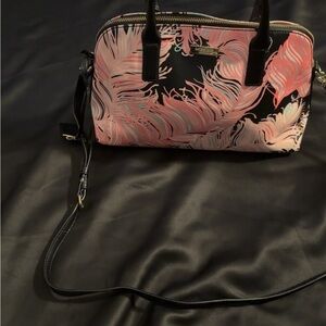 kate spade pink swirl crossbody with black trim